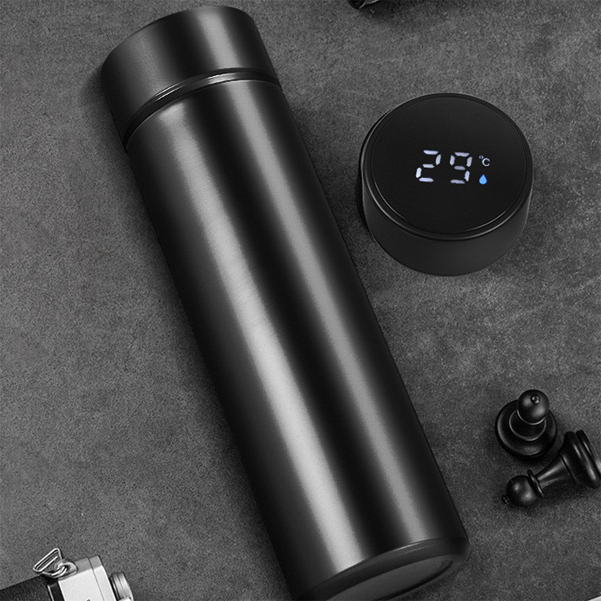 R08247.02 - Termos/Kubek próżniowy z termometrem Ancona 470 ml, czarny 