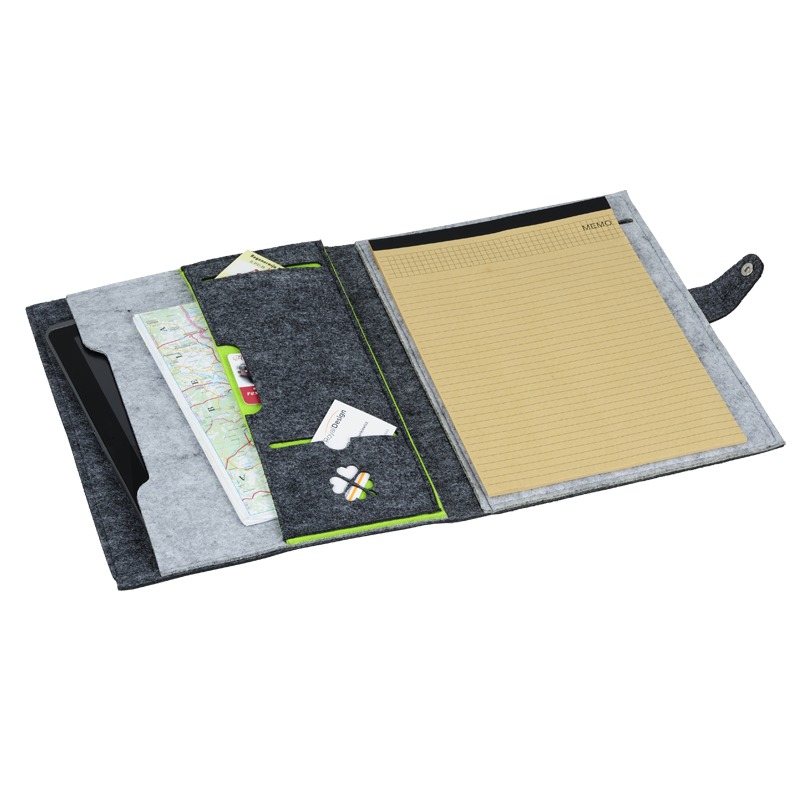 R08616.05 - Teczka A4 z filcu Eco-Sense, zielony/szary 