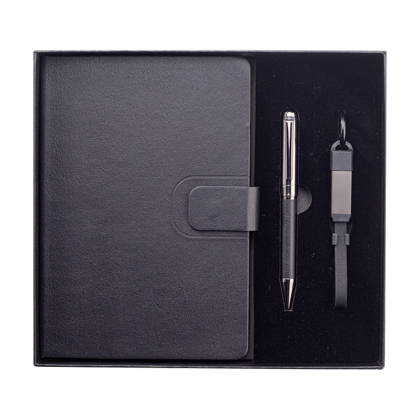 R17022.02 - Zestaw upominkowy z kablem USB 2w1 Davos, czarny