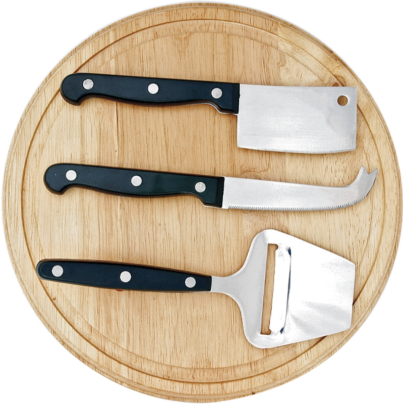 R17127 - Zestaw serowy 3-elementy z deską, brązowy 