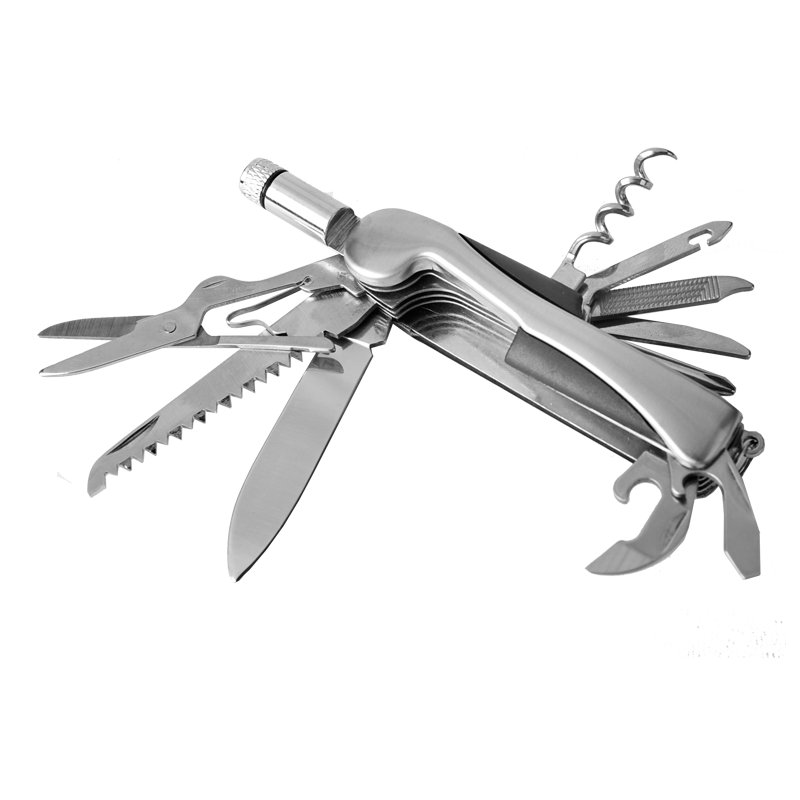 R17503.IIQ - Scyzoryk 12-funkcyjny z latarką LED Trier, srebrny - druga jakość