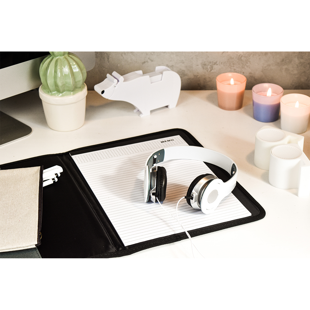 R64319.06 - Głośnik z podstawką pod telefon Clearsound, biały 