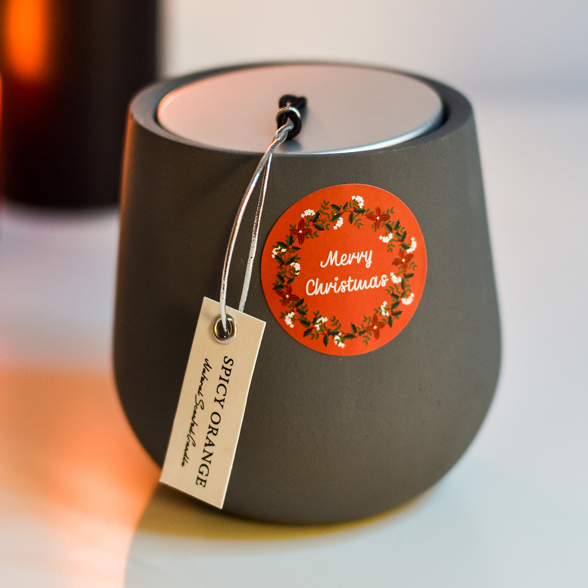 X17433.21 - Świąteczna świeca zapachowa, szary 