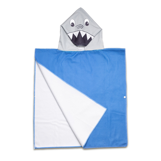 R07977 - Ponczo-ręcznik z kapturem Sharky, niebieski 
