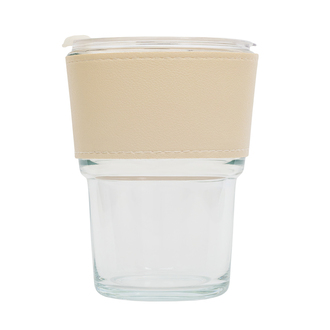 R08233 - Kubek szklany Vigo 350 ml, beżowy/transparentny 
