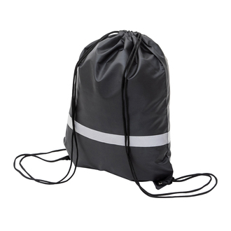 R08696 - Plecak promocyjny z taśmą odblaskową, czarny 