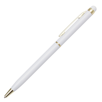 R73409 - Długopis aluminiowy Touch Tip Gold, biały 