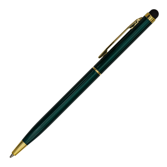 R73409 - Długopis aluminiowy Touch Tip Gold, ciemnozielony 