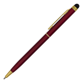 R73409 - Długopis aluminiowy Touch Tip Gold, bordowy 