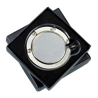 R73535 - Składany wieszak na torebkę Glamour, srebrny 