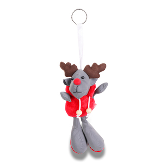 R73839 - Brelok odblaskowy Reindeer, szary/czerwony 