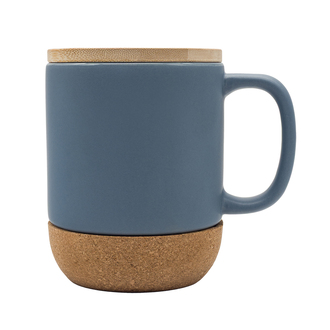 R85309 - Kubek ceramiczny z bambusową przykrywką Giulia, szary 
