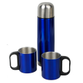 R08383 - Metalowy termos Picnic 480 ml + 2 kubki, niebieski/srebrny 