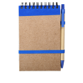 R73795.04 - Notes Kraft 90x140/70k gładki z długopisem, niebieski/beżowy 