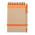 R73795.15 - Notes Kraft 90x140/70k gładki z długopisem, pomarańczowy/beżowy 
